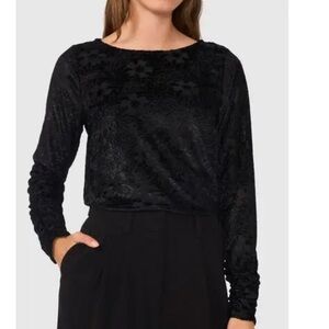 Halogen Burnout Black Textured Long Sleeve Top with cami